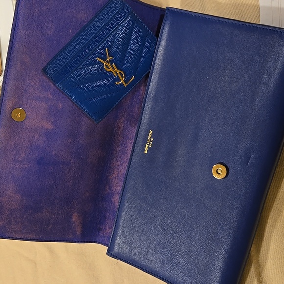 YSL Blue Clutch with Cardholder - Picture 3 of 11